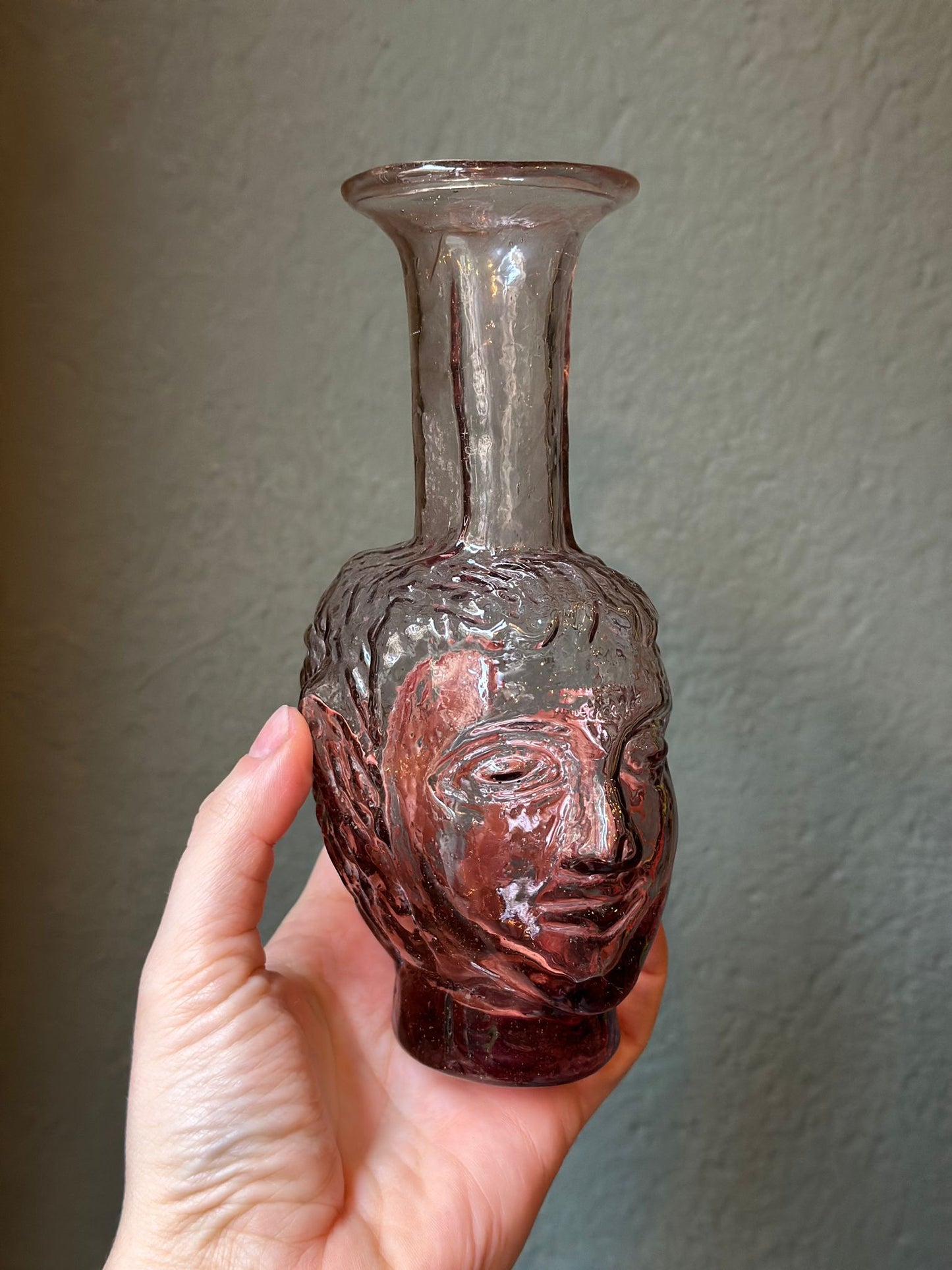 Handblown Glass Head Vase - Framboise