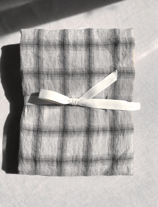 Linen Check Tablecloth - White