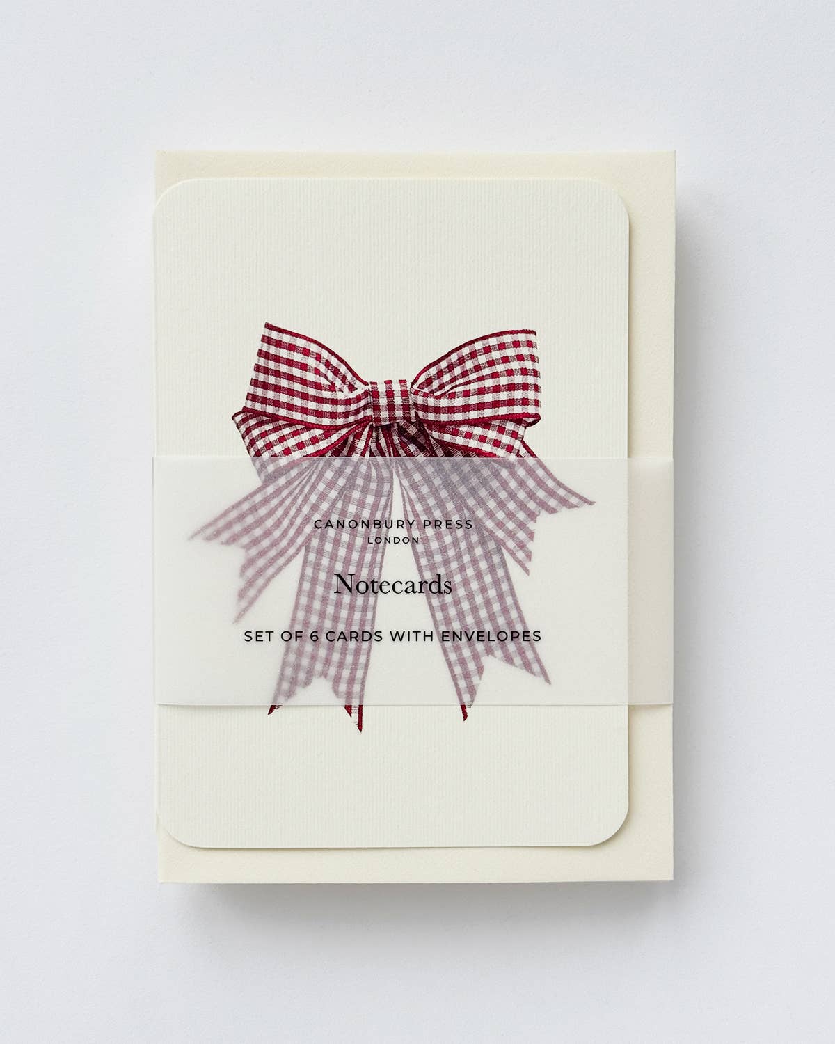 Double Tail Red Gingham Bow Greeting Card