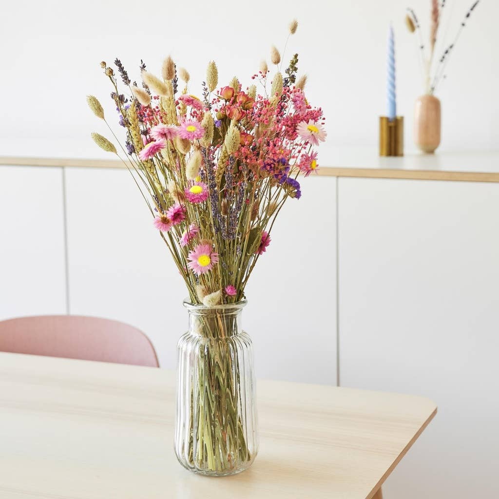 Bouquet di fiori di campo rosa secchi - Piccolo