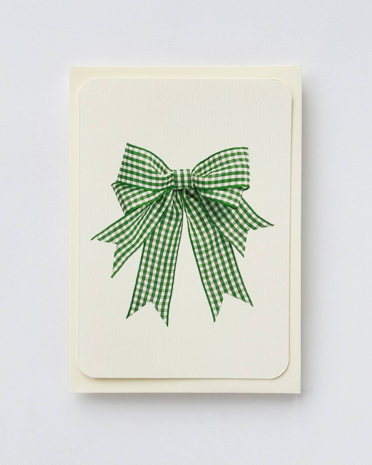 Double Tail Green Gingham Bow Greeting Card