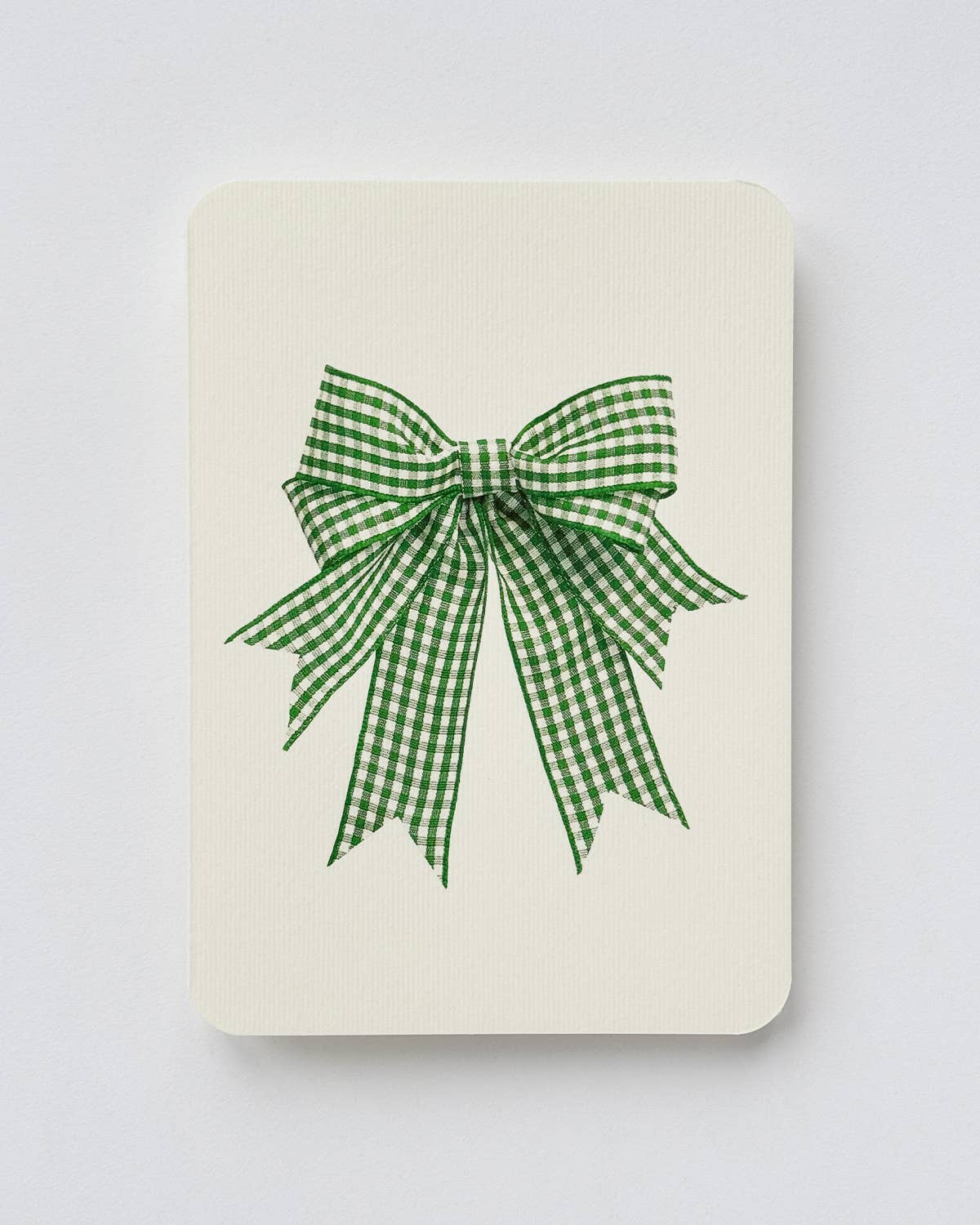 Double Tail Green Gingham Bow Greeting Card